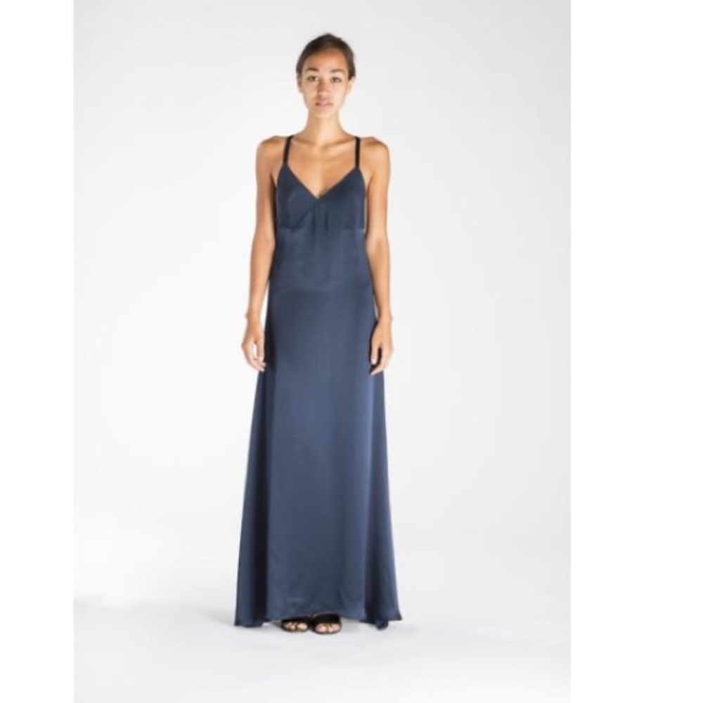 CATHERINE GEE navy blue silk dress s: XS BNWT
